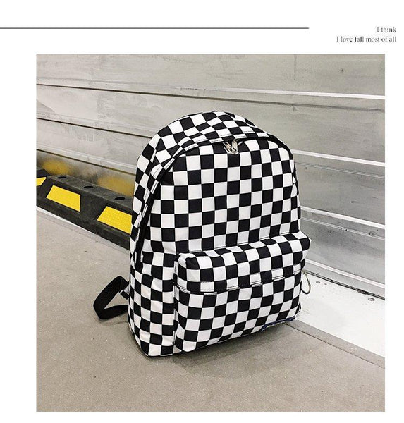 Trend checkerboard Teenager Backpack