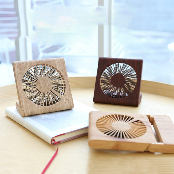 Wood Grain Ultra-Thin Foldable Fan