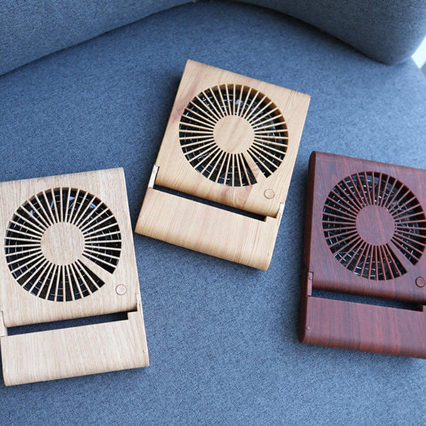 Wood Grain Ultra-Thin Foldable Fan