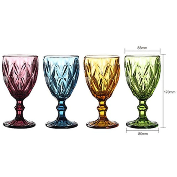 Multicolor Carved Goblet Glass Cups