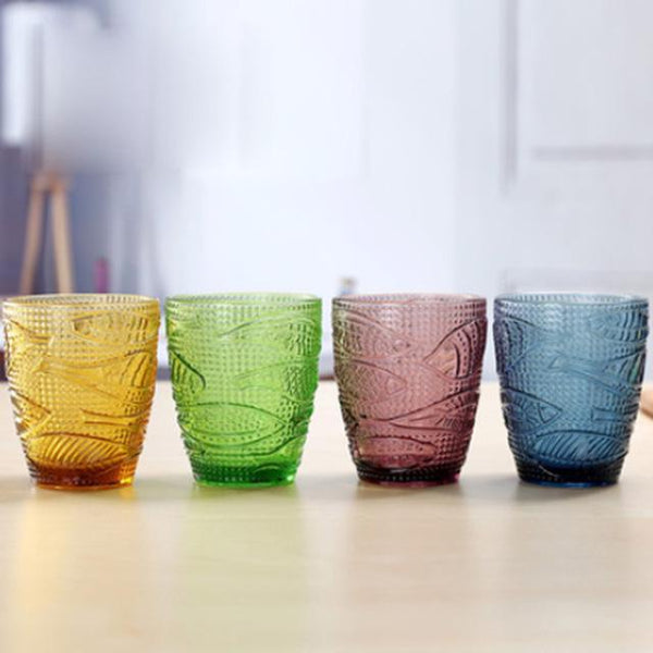 Multicolor Carved Goblet Glass Cups