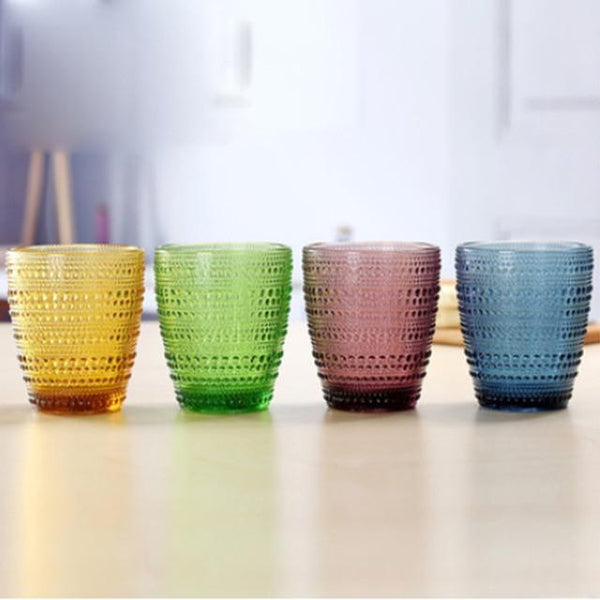 Multicolor Carved Goblet Glass Cups