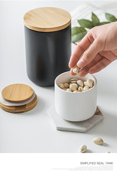 Ceramic Sealed Jars And Bamboo Lid