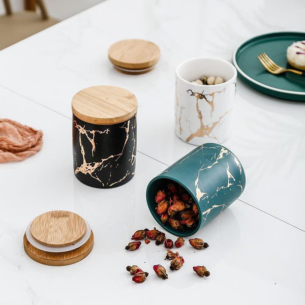 Round Sealed Jar Tea Caddy Ceramic Storage