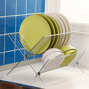 2 Tier Folding Dish Rack Stainless