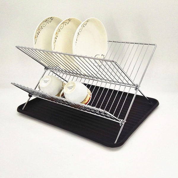 2 Tier Folding Dish Rack Stainless