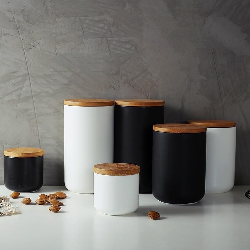 Ceramic Sealed Jars And Bamboo Lid