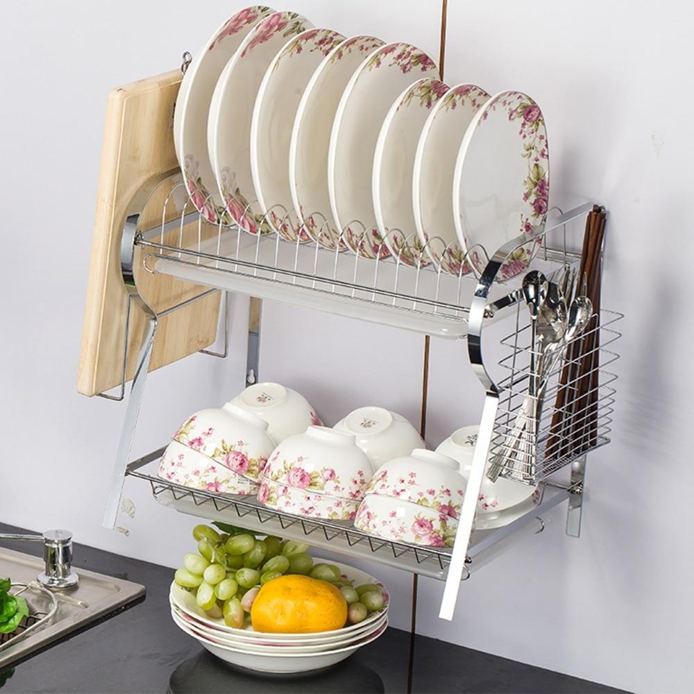 2 Tier Chrome Stainless Plate Dish Rack