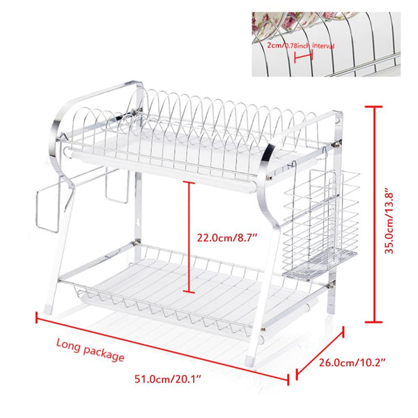 2 Tier Chrome Stainless Plate Dish Rack