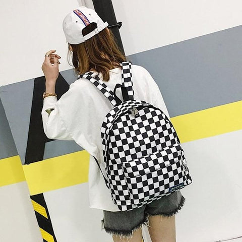 Trend checkerboard Teenager Backpack