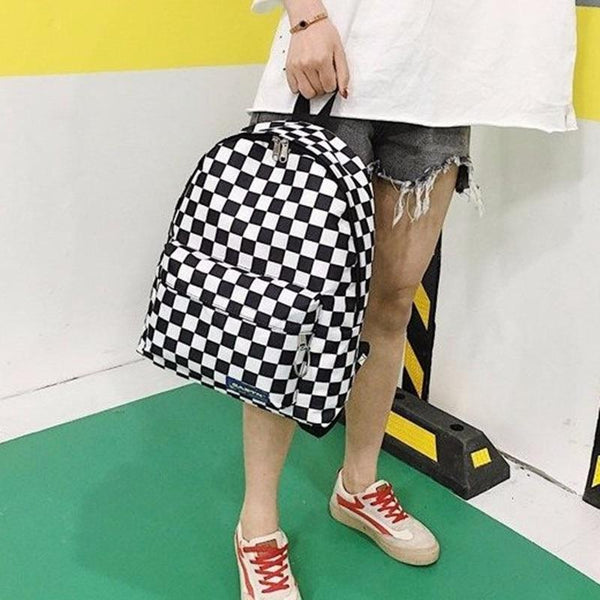 Trend checkerboard Teenager Backpack