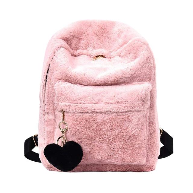 Women Soft Faux  Plush Backpack